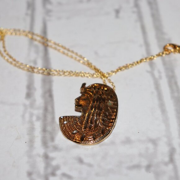 Gold Egyptian Revival King Tut Necklace 18" - Picture 3 of 6